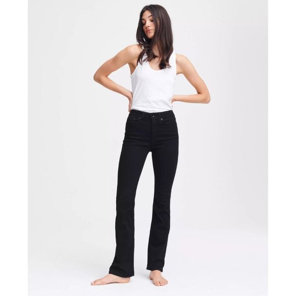 Rag & Bone Nina High-Rise Bootcut Jeans No Fade Black Size 26 - Picture 1 of 8